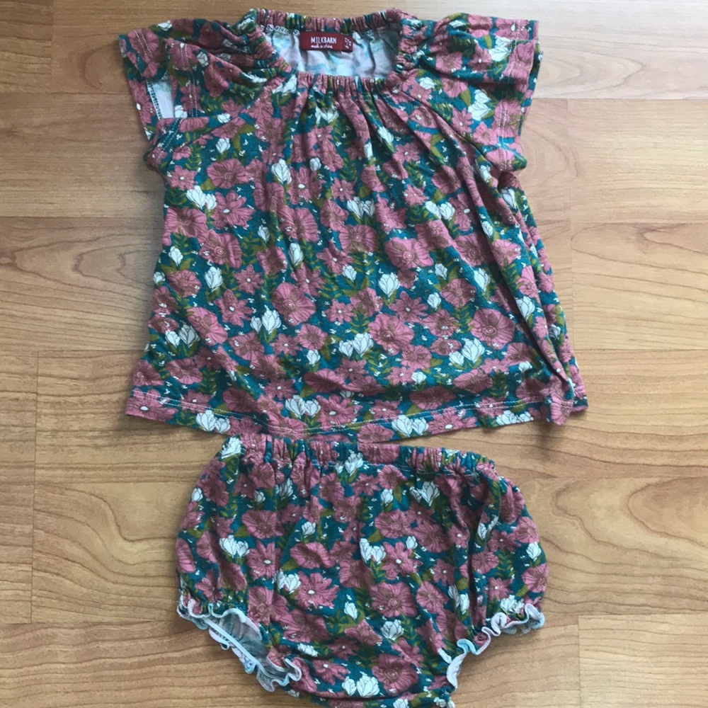 Milkbarn floral top and diaper cover